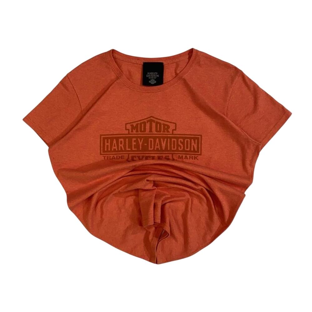 Vintage Harley Davidson Women's Museum Short Sleeve T Shirt Orange L